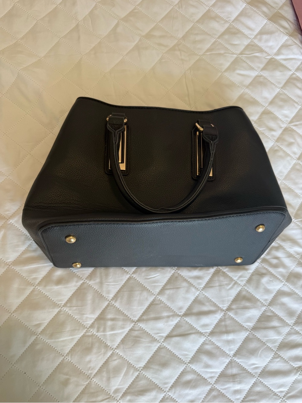 T.J.Maxx Black Pebbled Satchel with Gold Hardware